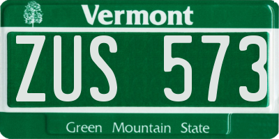 VT license plate ZUS573