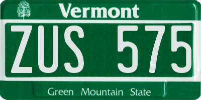 VT license plate ZUS575