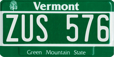 VT license plate ZUS576