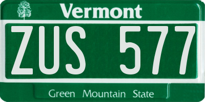 VT license plate ZUS577