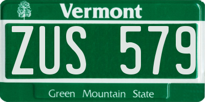 VT license plate ZUS579