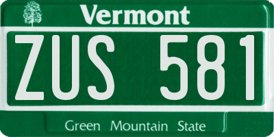 VT license plate ZUS581