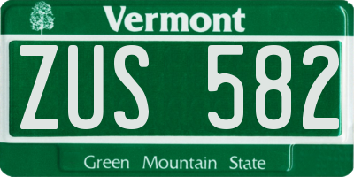 VT license plate ZUS582