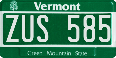 VT license plate ZUS585