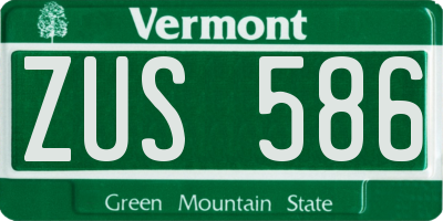VT license plate ZUS586