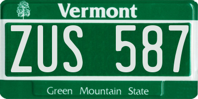 VT license plate ZUS587