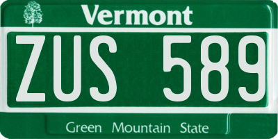 VT license plate ZUS589