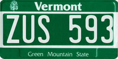 VT license plate ZUS593