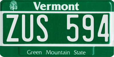 VT license plate ZUS594