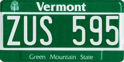 VT license plate ZUS595