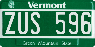 VT license plate ZUS596