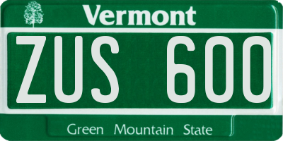 VT license plate ZUS600