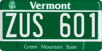 VT license plate ZUS601