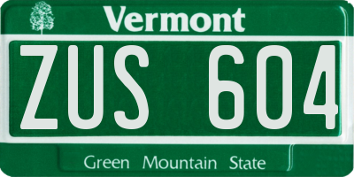 VT license plate ZUS604