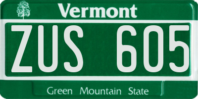 VT license plate ZUS605