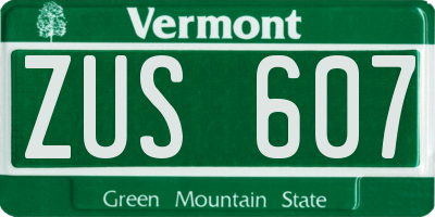 VT license plate ZUS607
