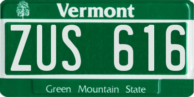 VT license plate ZUS616