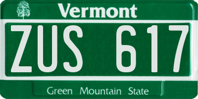 VT license plate ZUS617