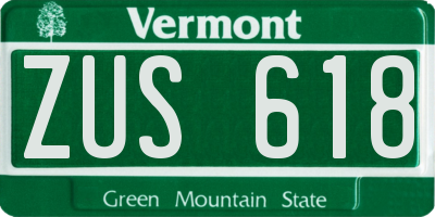 VT license plate ZUS618