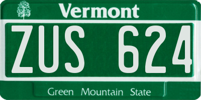 VT license plate ZUS624