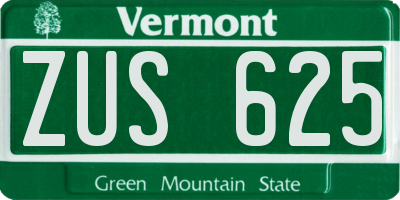 VT license plate ZUS625