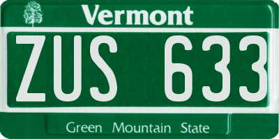 VT license plate ZUS633