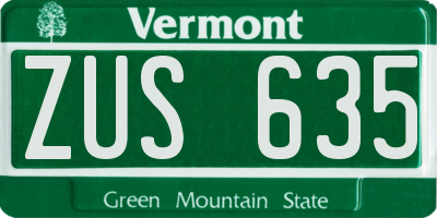 VT license plate ZUS635