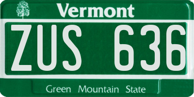 VT license plate ZUS636