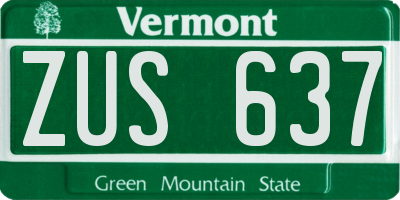 VT license plate ZUS637