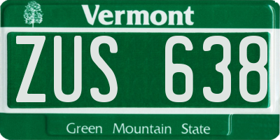 VT license plate ZUS638