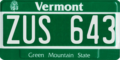 VT license plate ZUS643