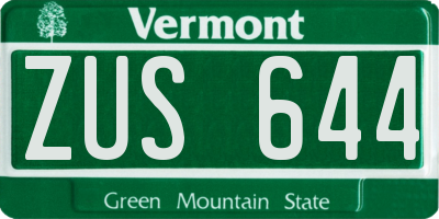 VT license plate ZUS644
