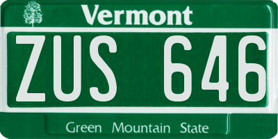 VT license plate ZUS646