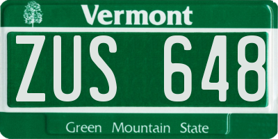 VT license plate ZUS648