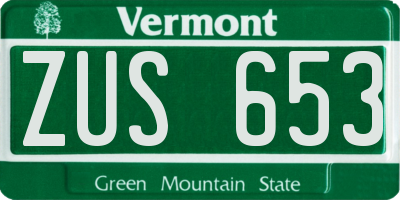 VT license plate ZUS653