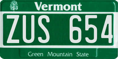 VT license plate ZUS654