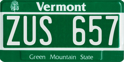 VT license plate ZUS657