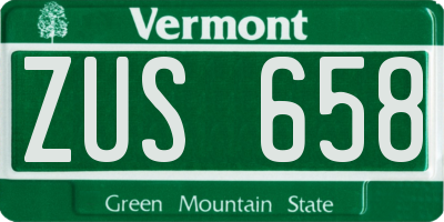 VT license plate ZUS658