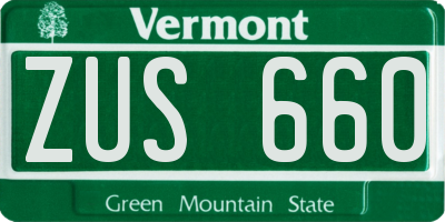 VT license plate ZUS660