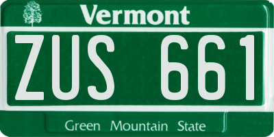 VT license plate ZUS661