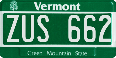 VT license plate ZUS662