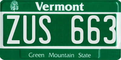 VT license plate ZUS663