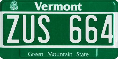 VT license plate ZUS664