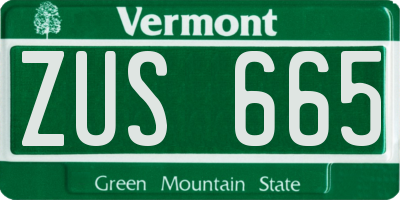 VT license plate ZUS665