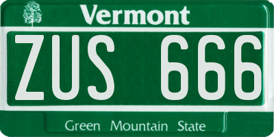 VT license plate ZUS666