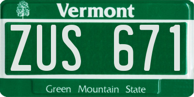 VT license plate ZUS671