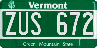VT license plate ZUS672