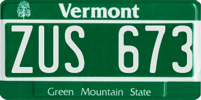 VT license plate ZUS673