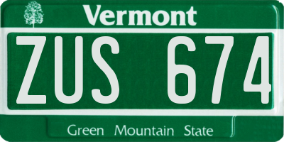 VT license plate ZUS674
