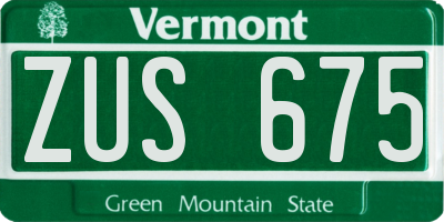 VT license plate ZUS675